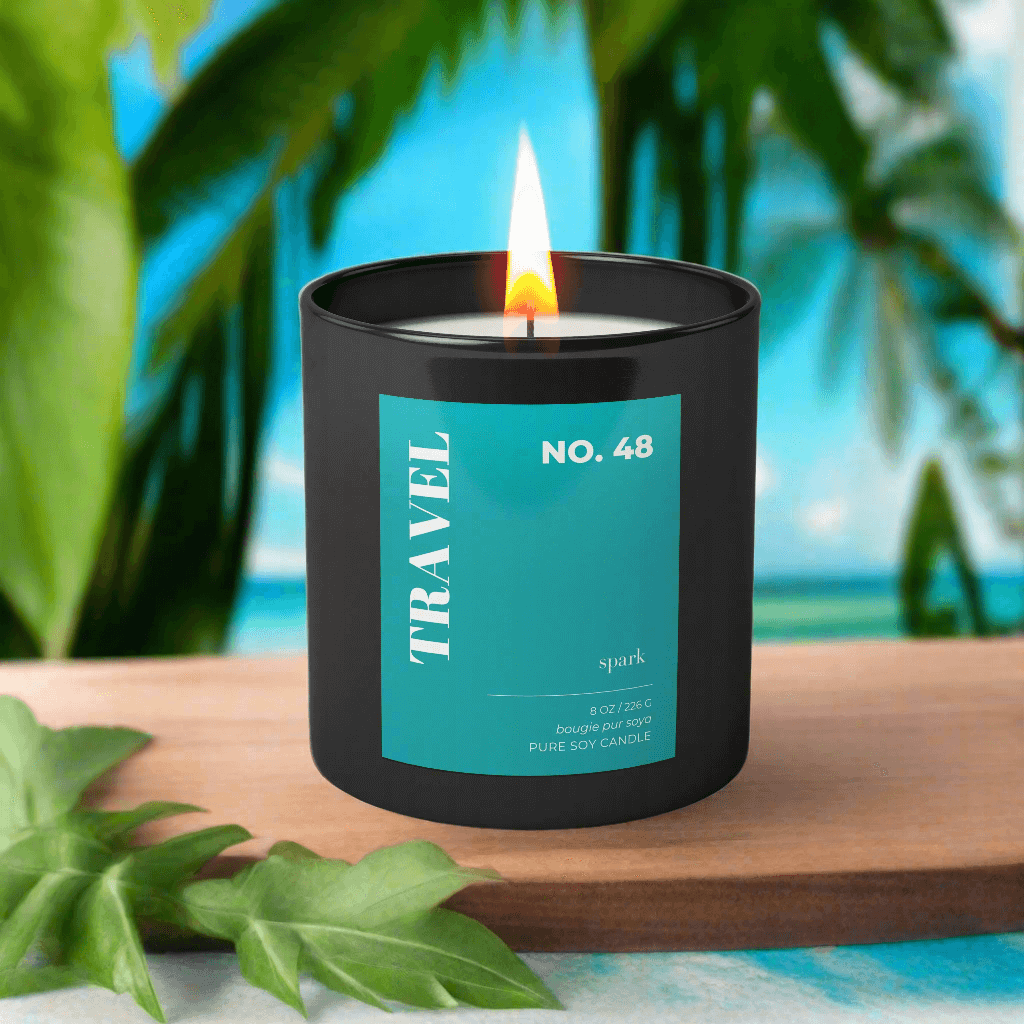 10oz Matte Black Candle with Full-Color Label – Spark Candles