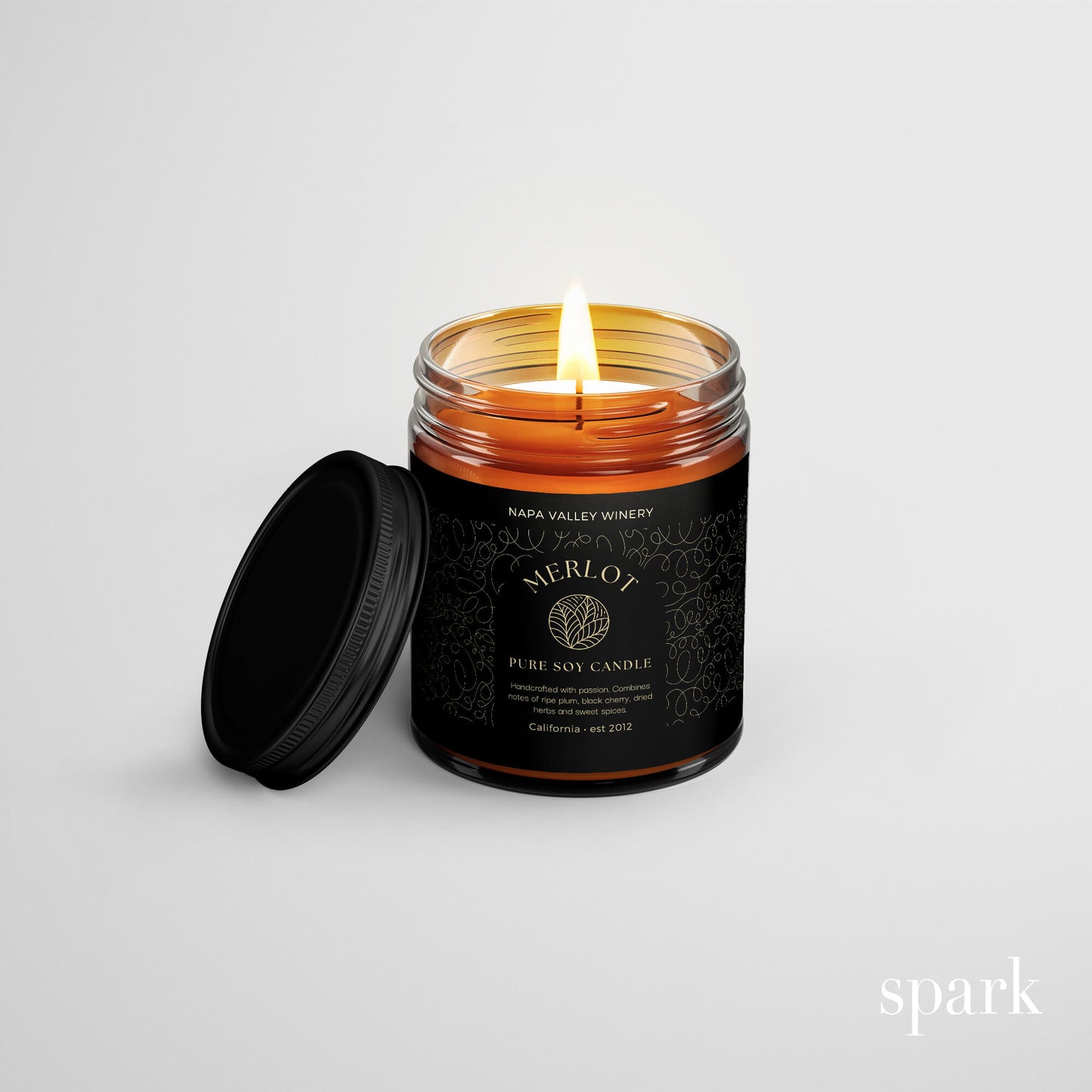 4oz Amber Glass Jar Candle w/ Lid - Custom Label Designs & Fragrance Options