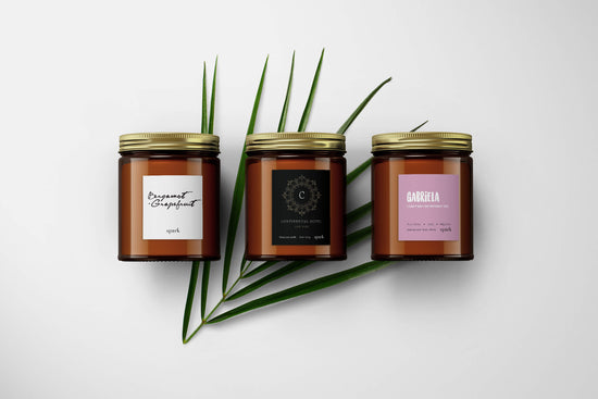Custom Soy Candles - Amber Glass Jar Collection