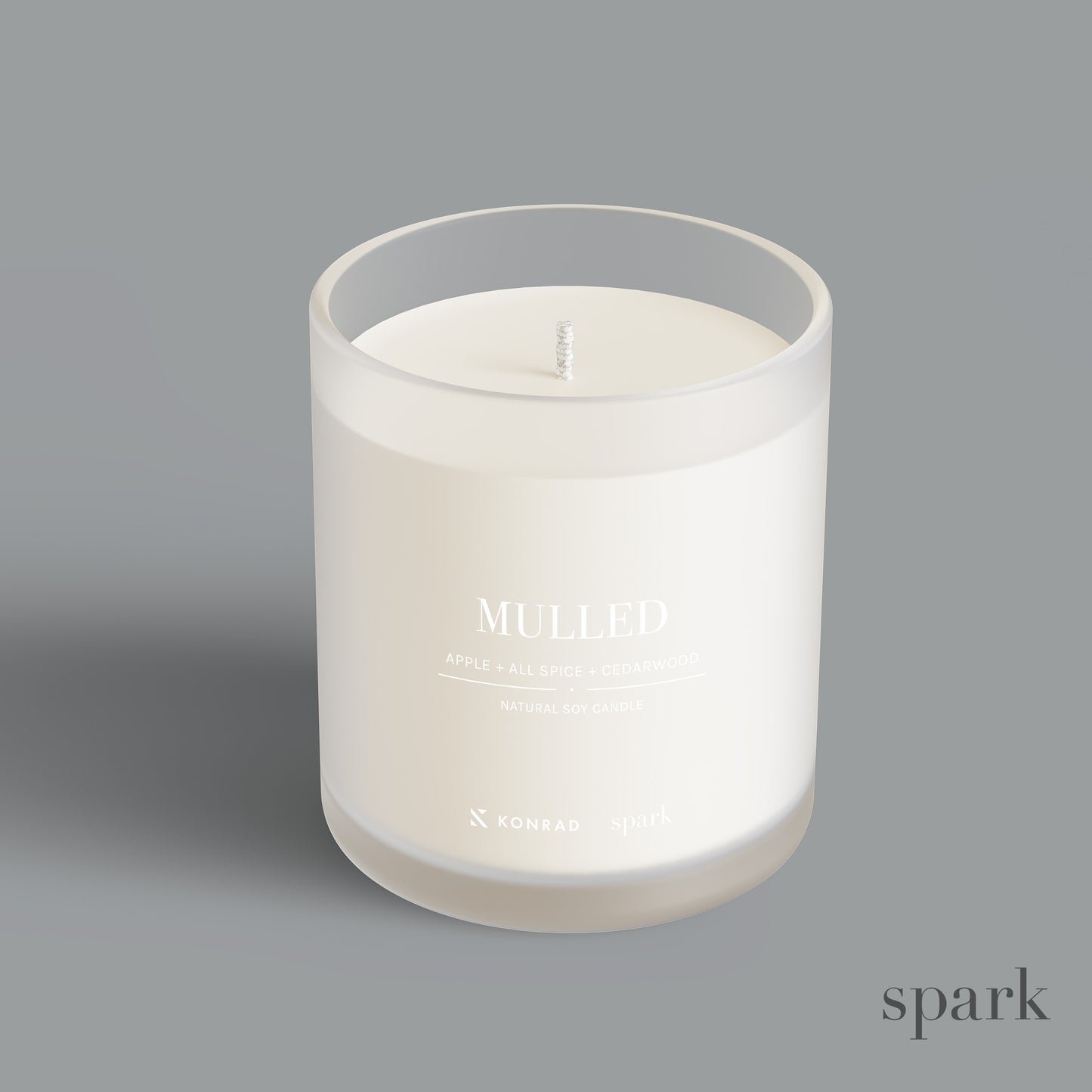 10oz frosted clear glass candle with custom logo imprint and luxury packaging.