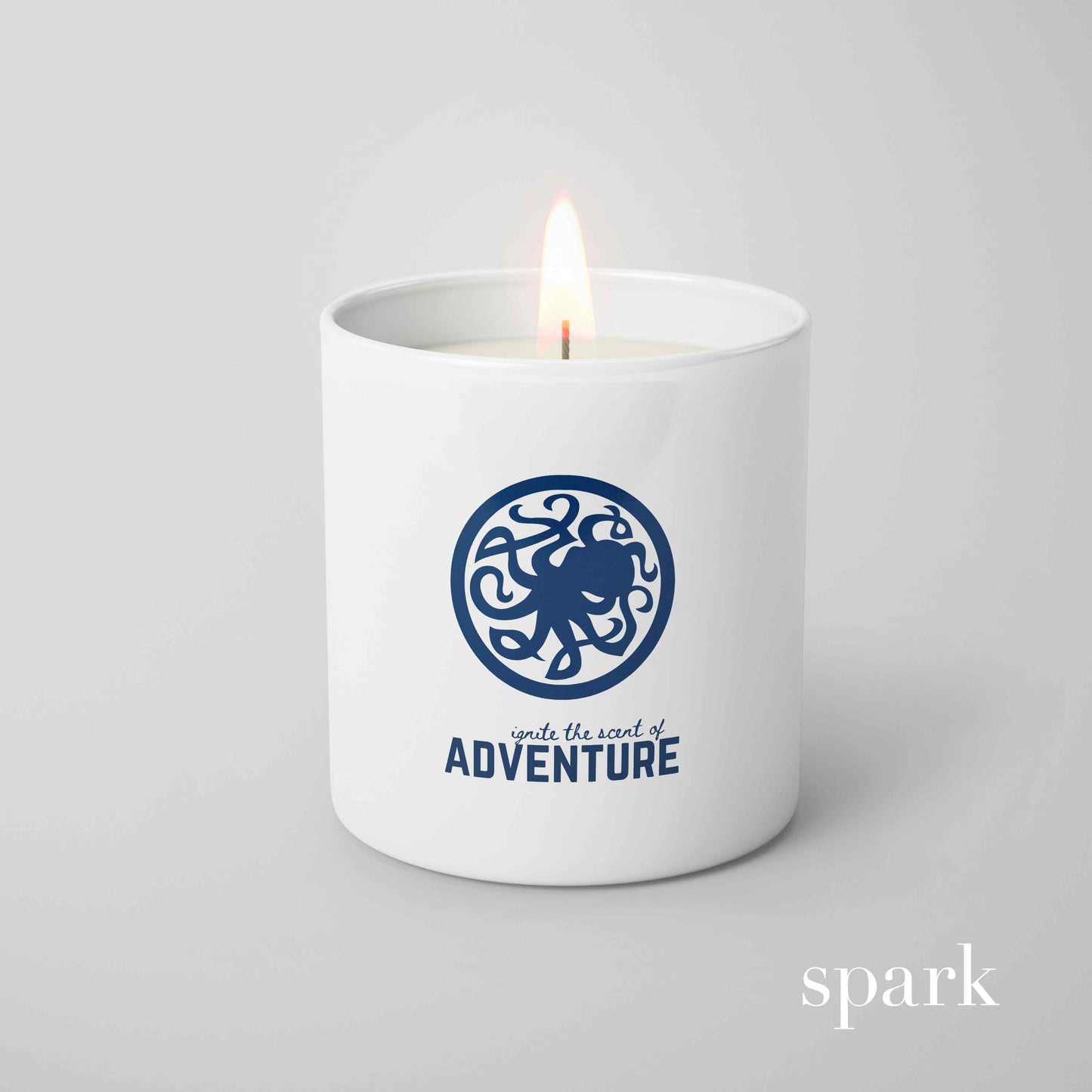 Custom 10oz matte white glass candle with logo imprint manufactured for corporate gifting and branded merchandise.