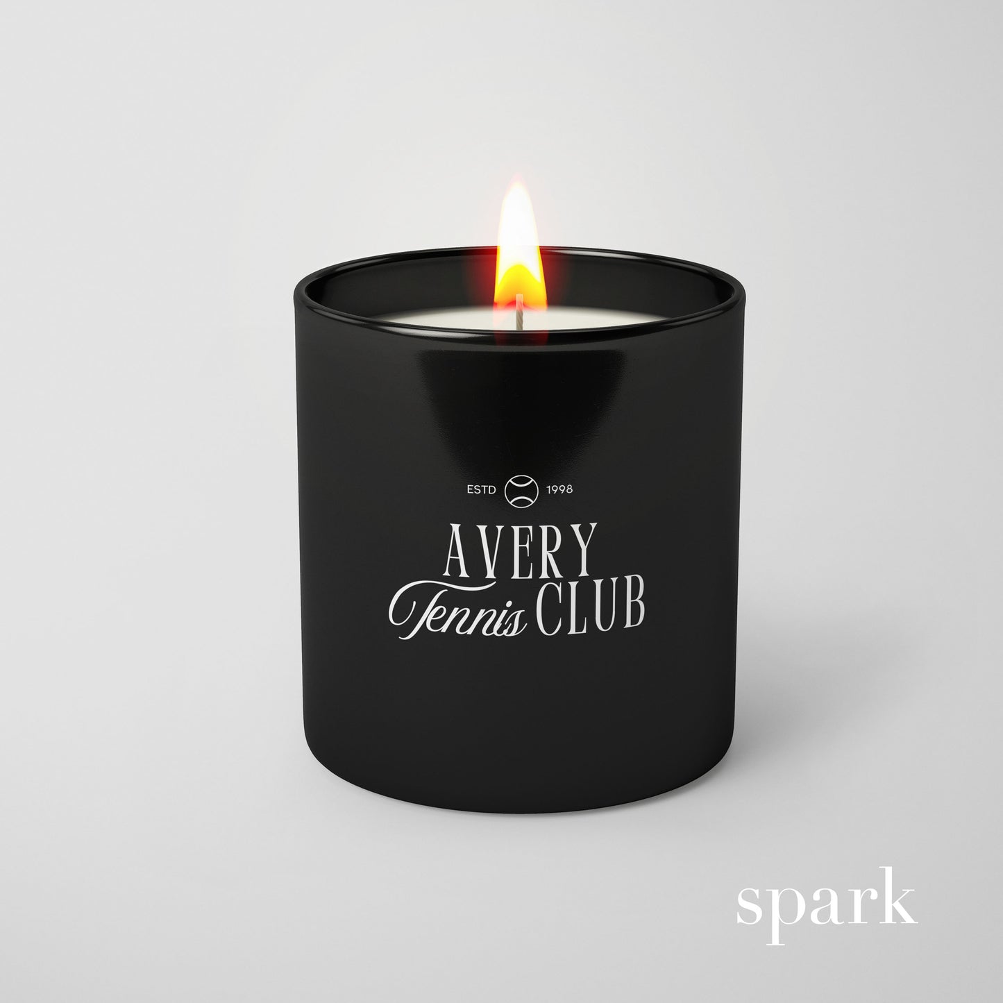Custom 6oz matte black glass candle with logo imprint manufactured for corporate gifting and branded merchandise.