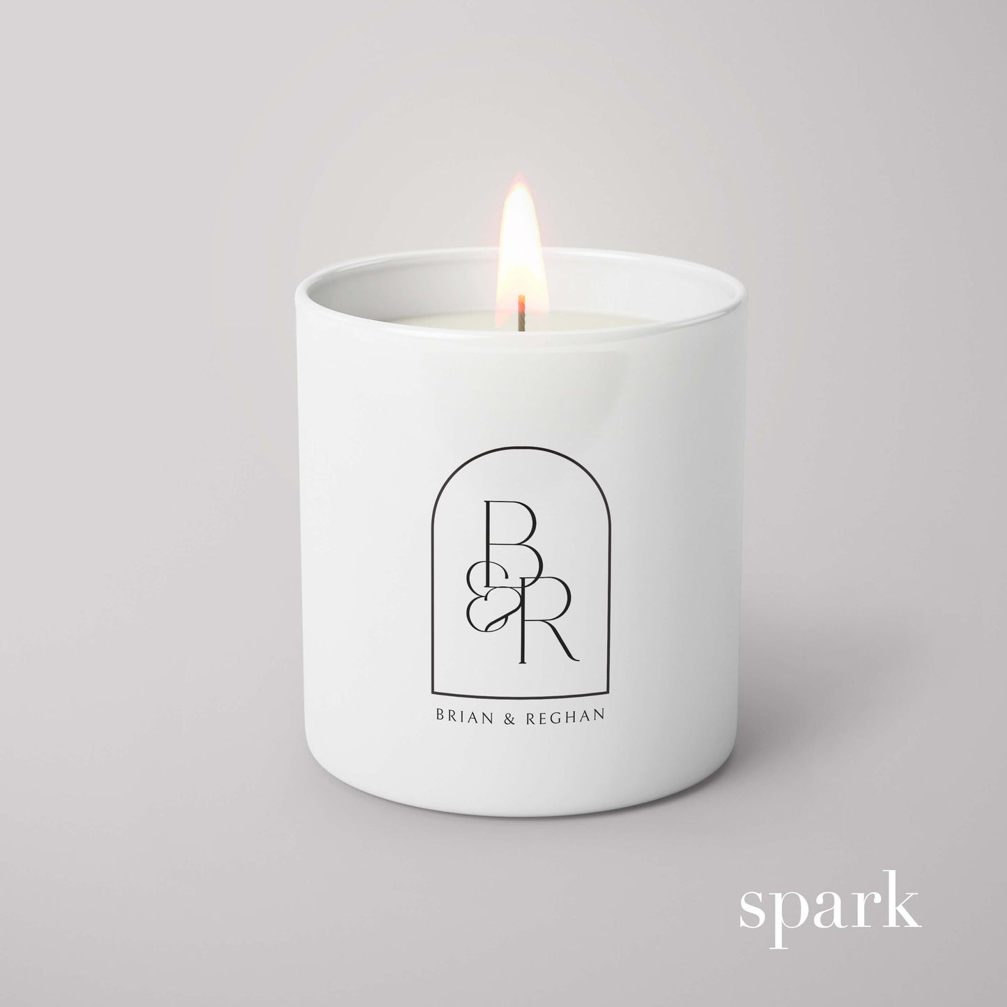 Custom 6oz matte white glass candle with logo imprint manufactured for corporate gifting and branded merchandise.