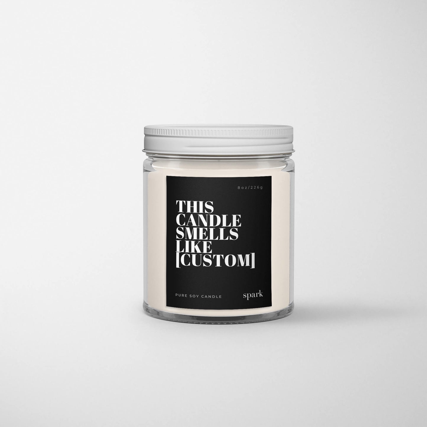 Order Online: 100+ Custom 8oz Clear Glass Jar Candles + Custom Label + Gift Box