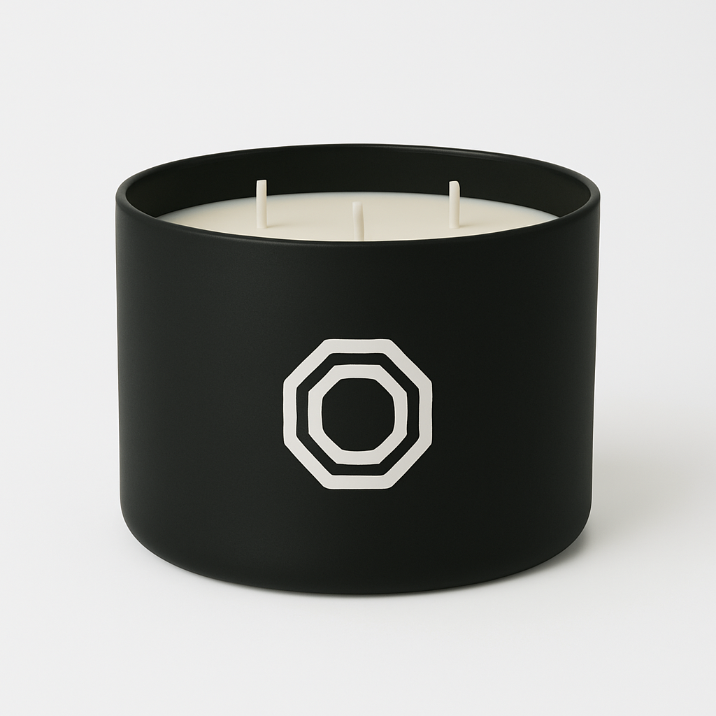 Custom Large Multi Wick 15oz Matte Black Glass Candles - Private Label Candle Manufacturer in USA - Natural Wax - Clean Burning