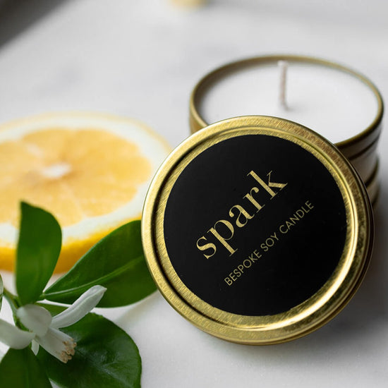 Spark Candles - Custom 1oz Gold Tin Candle - Choose Your Fragrance