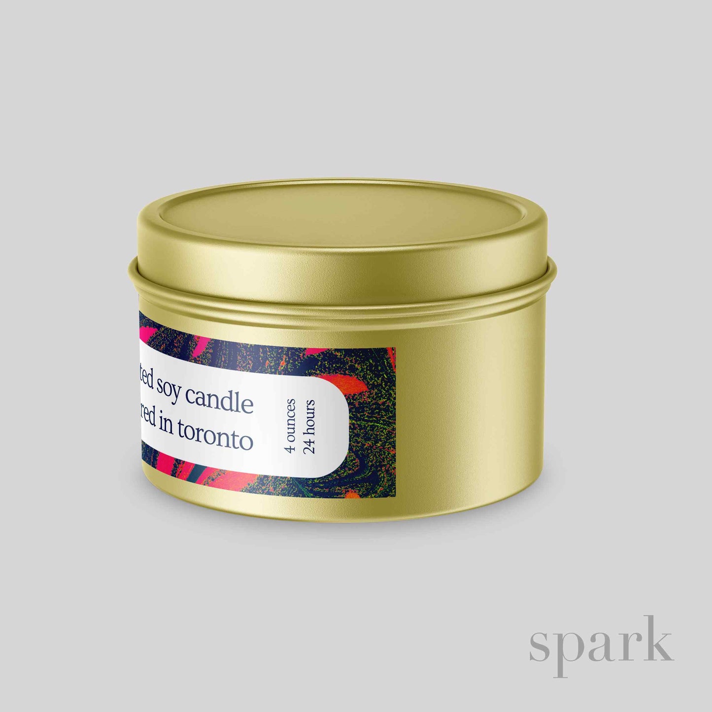 Custom 4oz Aromatherapy Soy Candle in Gold Tin - Choose Your Label Design & Scent