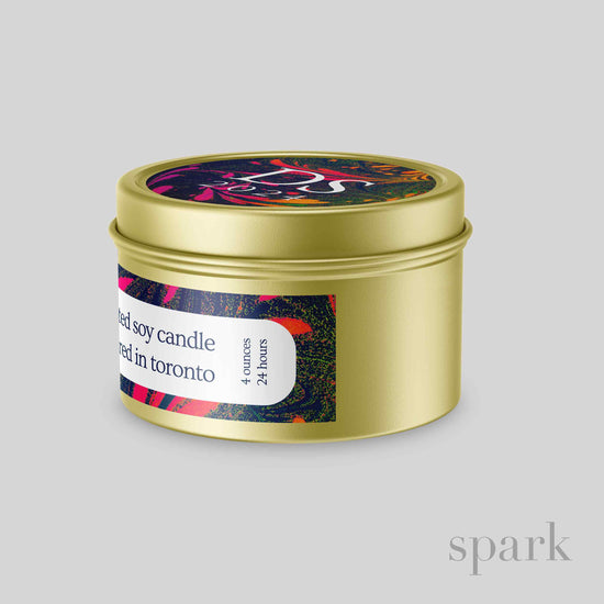 Custom 4oz Aromatherapy Soy Candle in Gold Tin - Choose Your Label Design & Scent