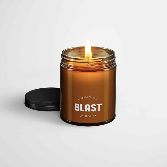 Load image into Gallery viewer, Spark Candles - Custom 8oz Amber Glass Jar Candle with Logo Imprint
