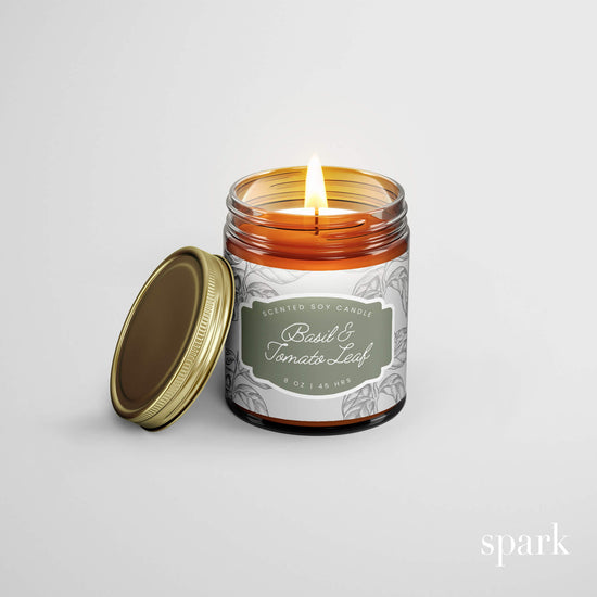 Load image into Gallery viewer, Custom 8oz Amber Glass Jar Candle Style - Choose Your Label Design &amp;amp; Scent
