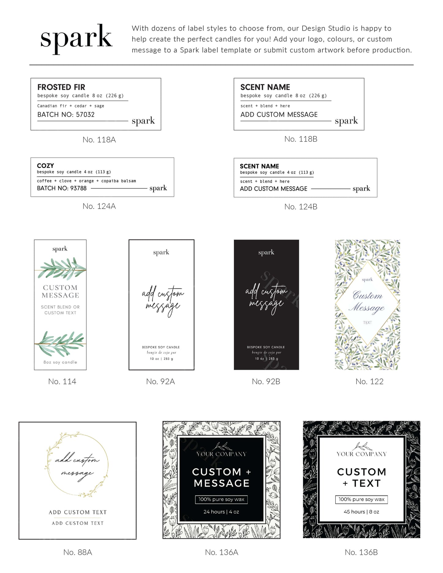 Custom Candle Label Lookbook & Design Services