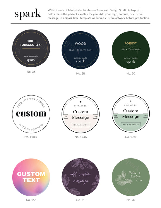 Custom Candle Label Lookbook & Design Services