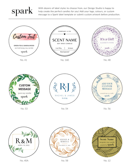 Custom Candle Label Lookbook & Design Services