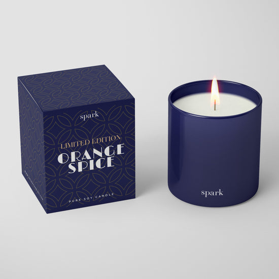 Spark Candles - Custom Printed Luxury Gift Box + Navy Blue Glass Candle
