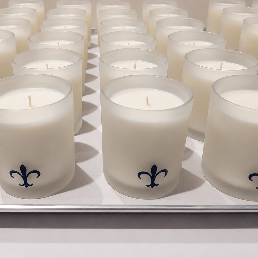 Custom 10oz Frosted Clear Glass Candle Logo Imprint Retail Candle Manufacturing