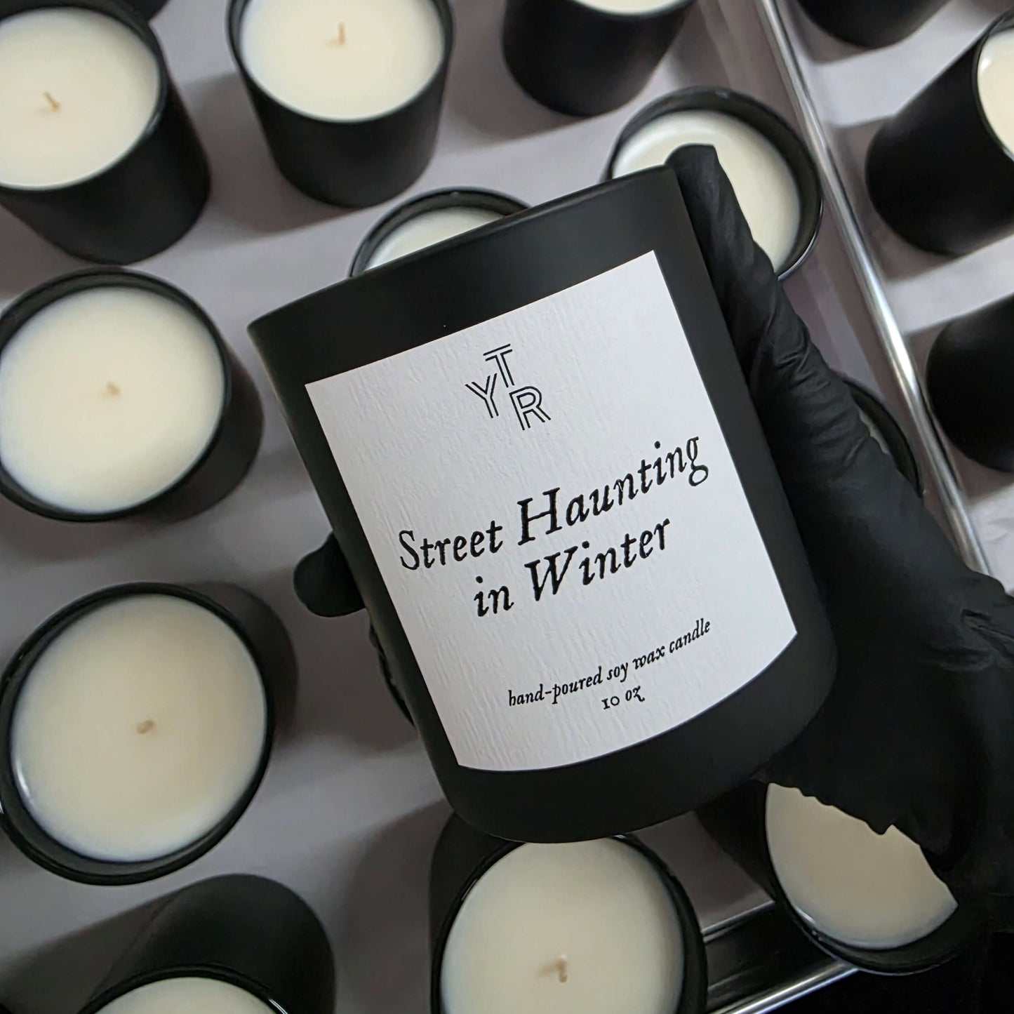 Spark Candles x Yale Review - Custom Matte Black Glass Soy Candles - Textured Label