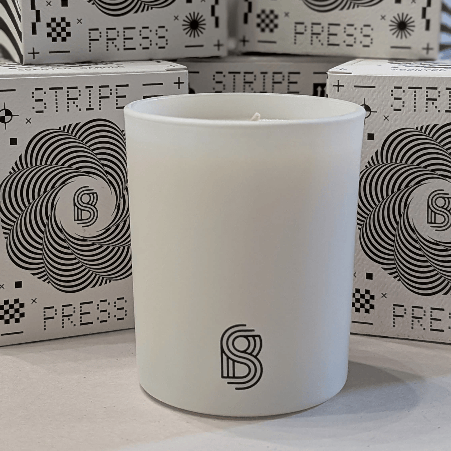 Customized 6oz white glass candle with logo imprint