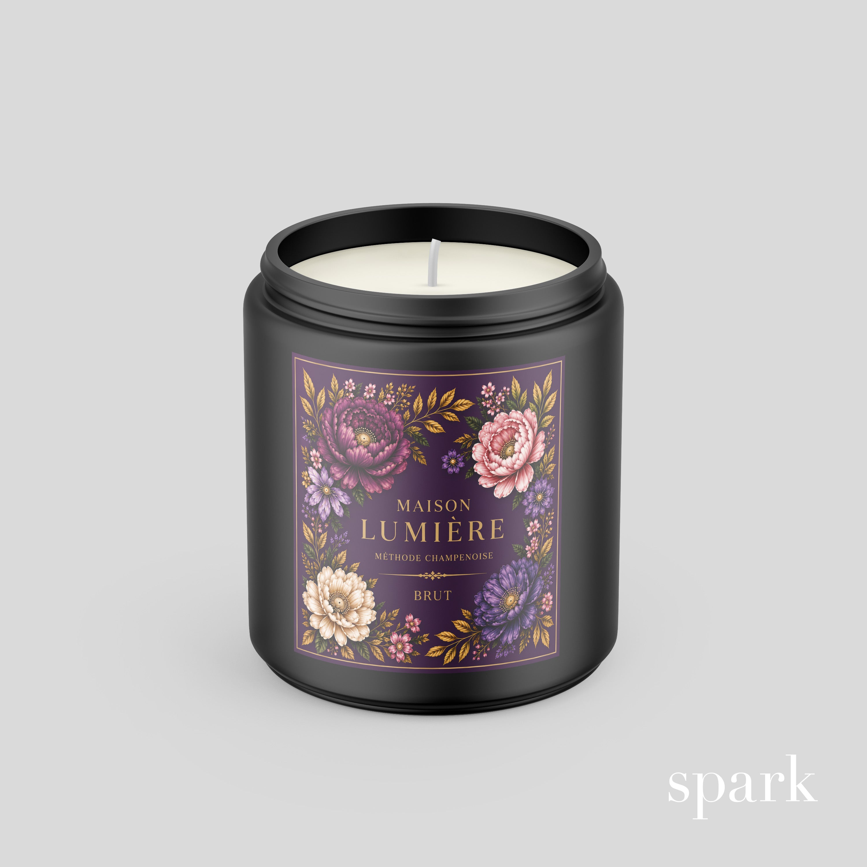Custom 8oz Matte Black Glass Jar Candle (Low Minimum Order) – Spark Candles