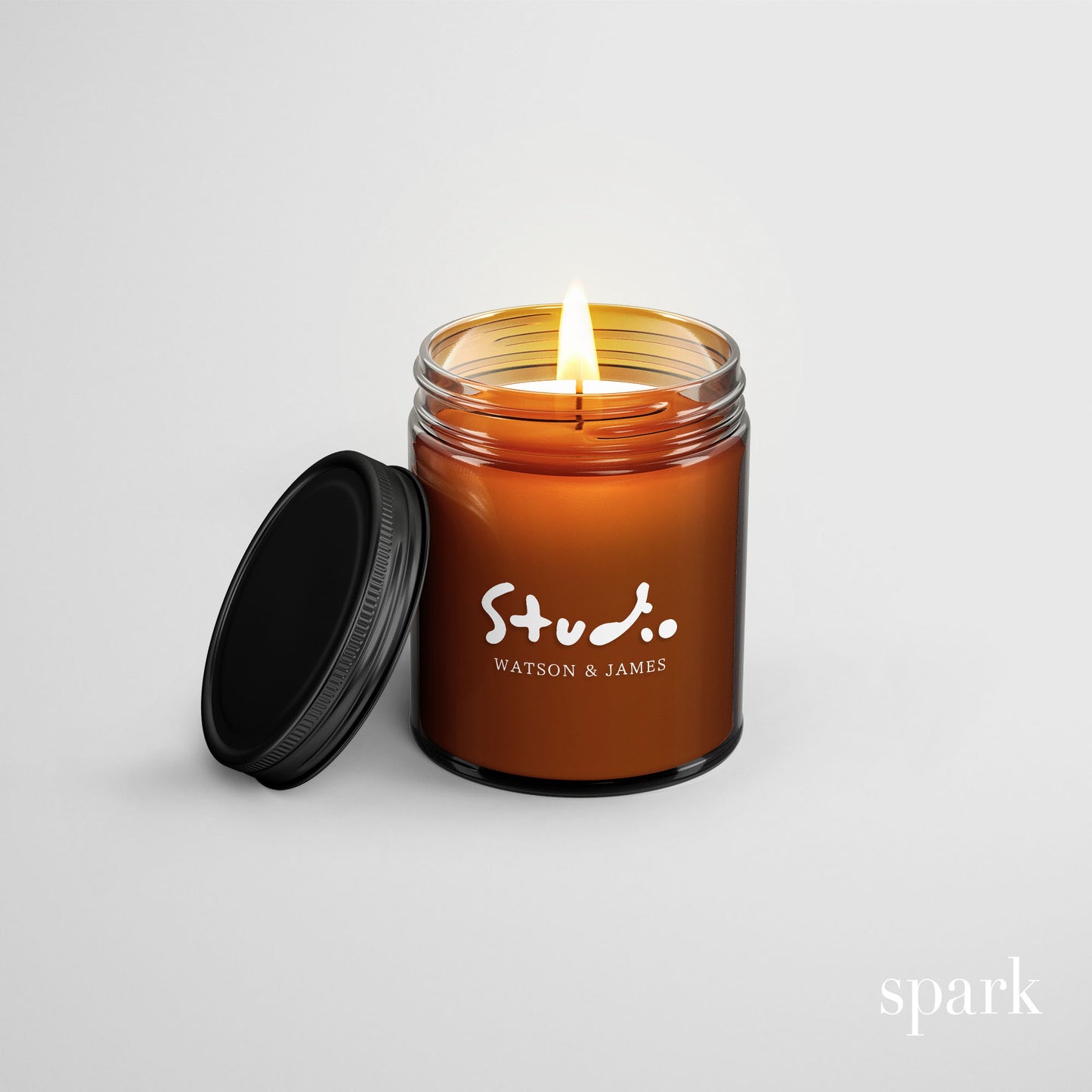 Order Online: 100+ Custom 8oz Amber Glass Jar Candles + Logo / Design Imprint + Gift Box