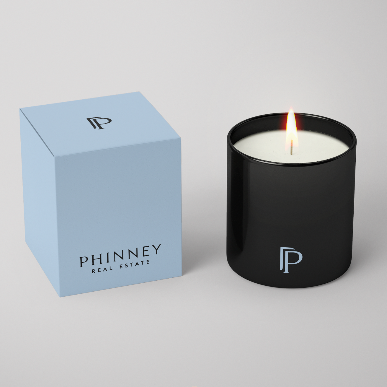 Spark Candles Private Label Candle Manufacturing Phinney Real Estate Client Gifting Custom Branded Candle + Custom Gift Box