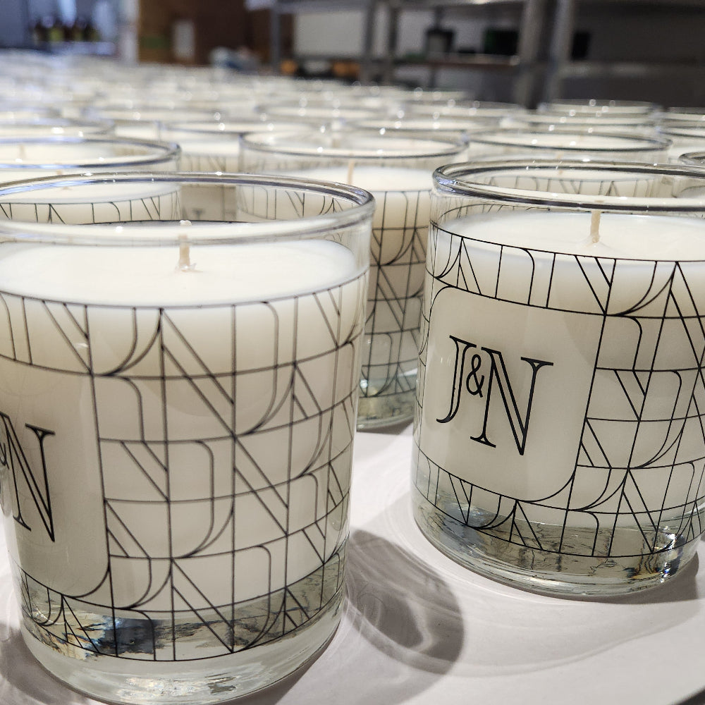 Custom 10oz Clear Glass Candle Black Wrap Imprint Real Estate Client Realtor Gifts