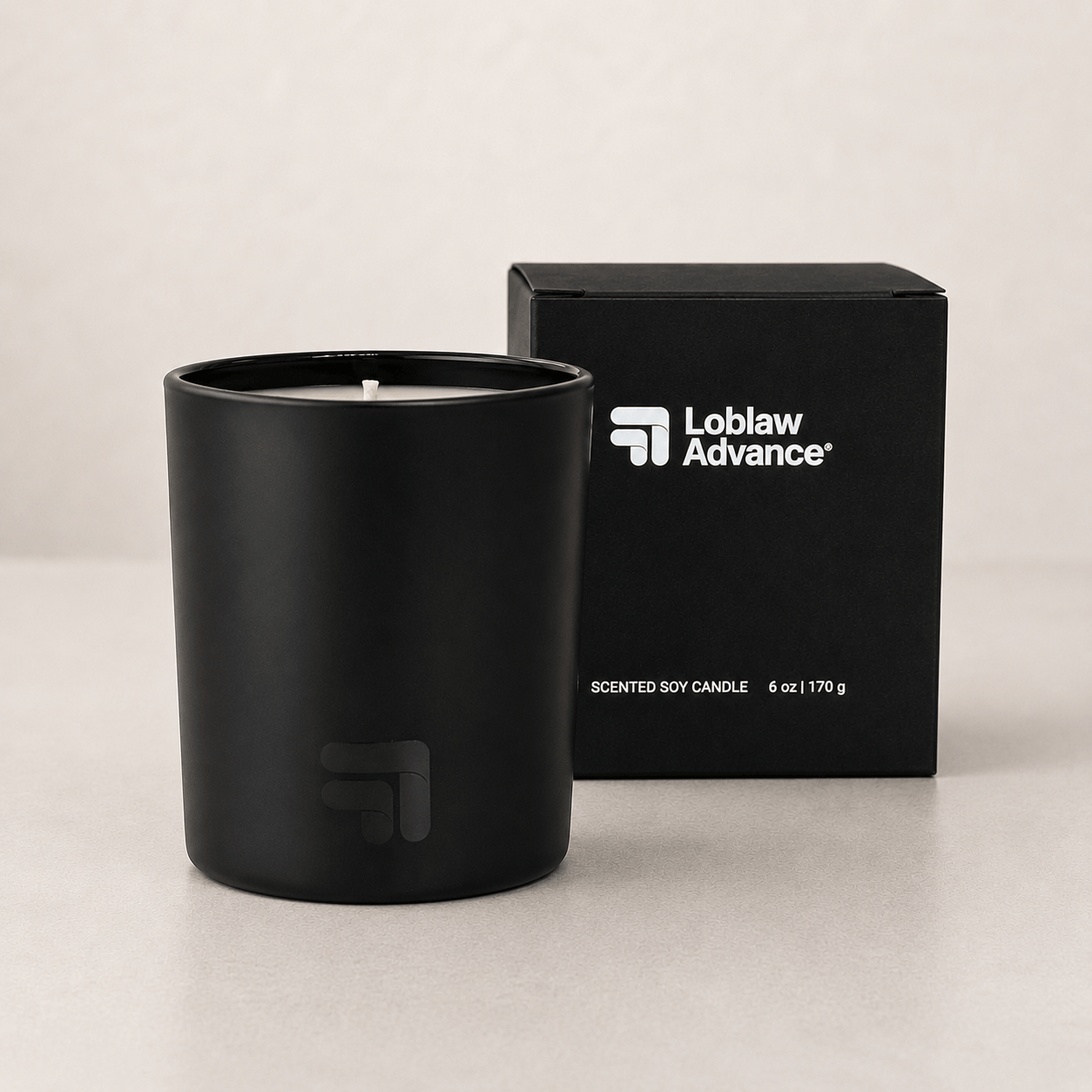 Custom Event Favors 6oz Matte Black Glass Soy Candle + Gift Box Black-on-Black Style