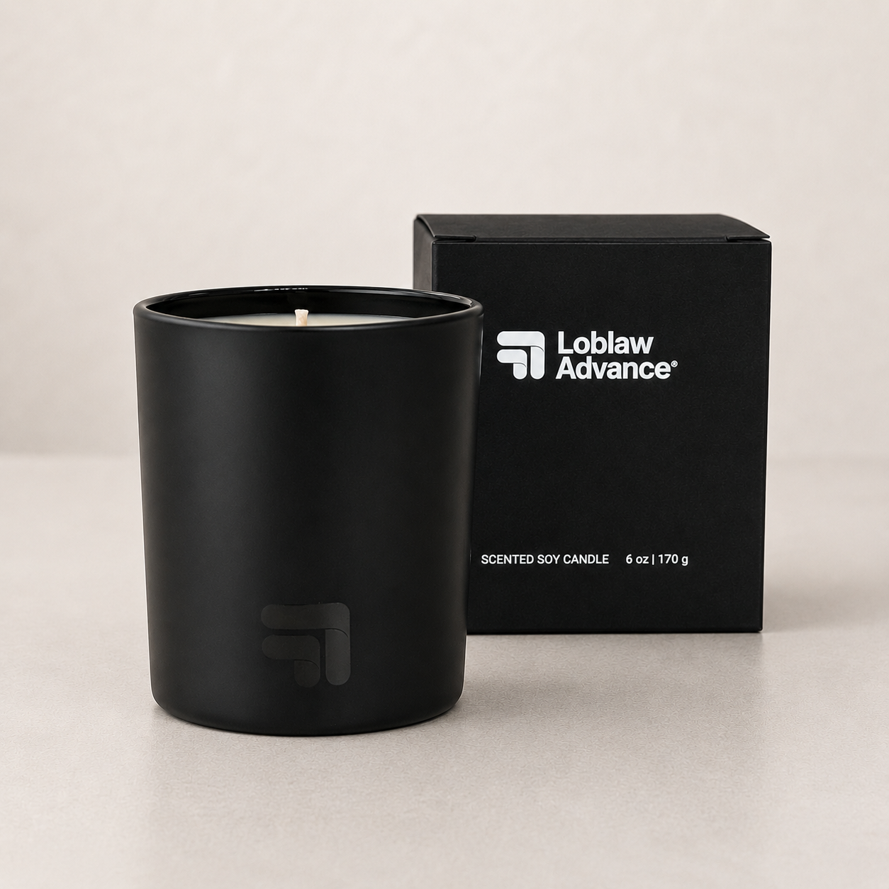 Custom Event Favors 6oz Matte Black Glass Soy Candle + Gift Box Black-on-Black Style