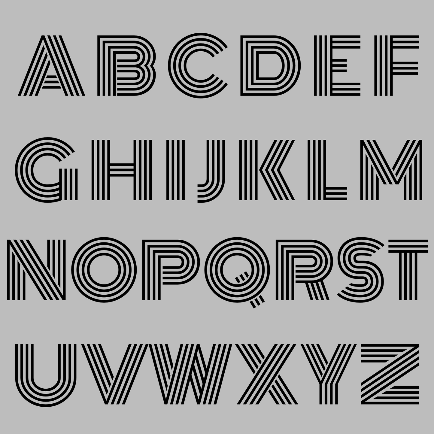 Black alphabet letters on a grey background for custom labels