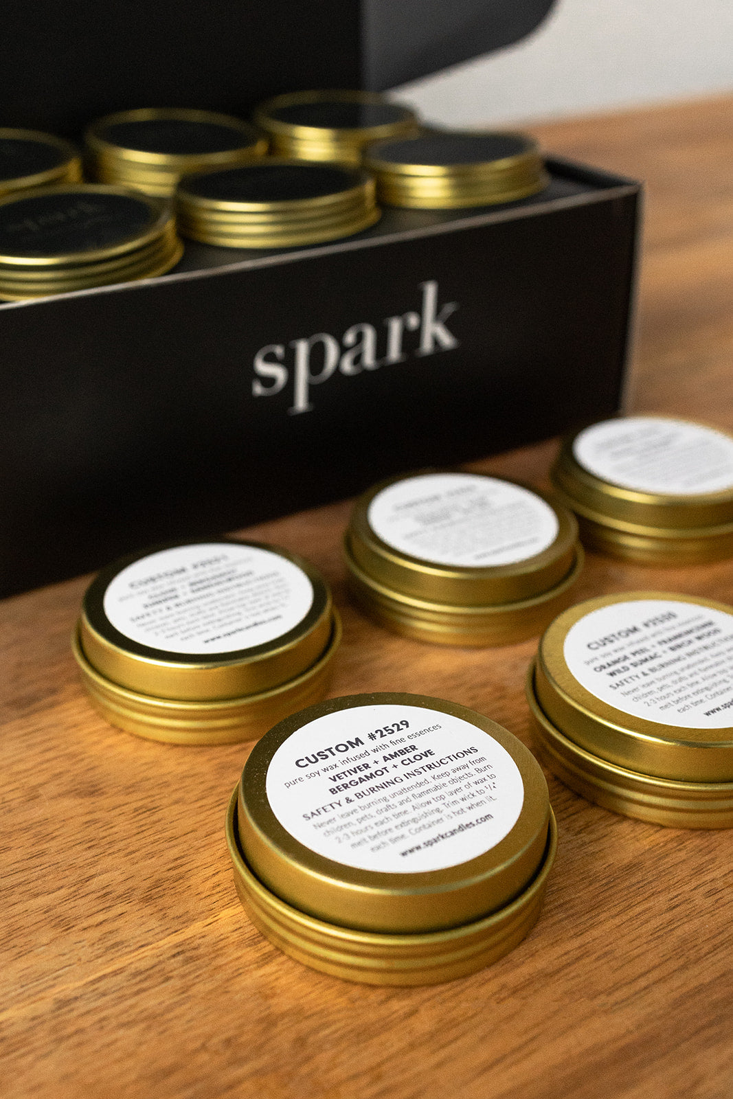 Scent Samples in 1oz Gold Tin Candles of Signature Fragrances