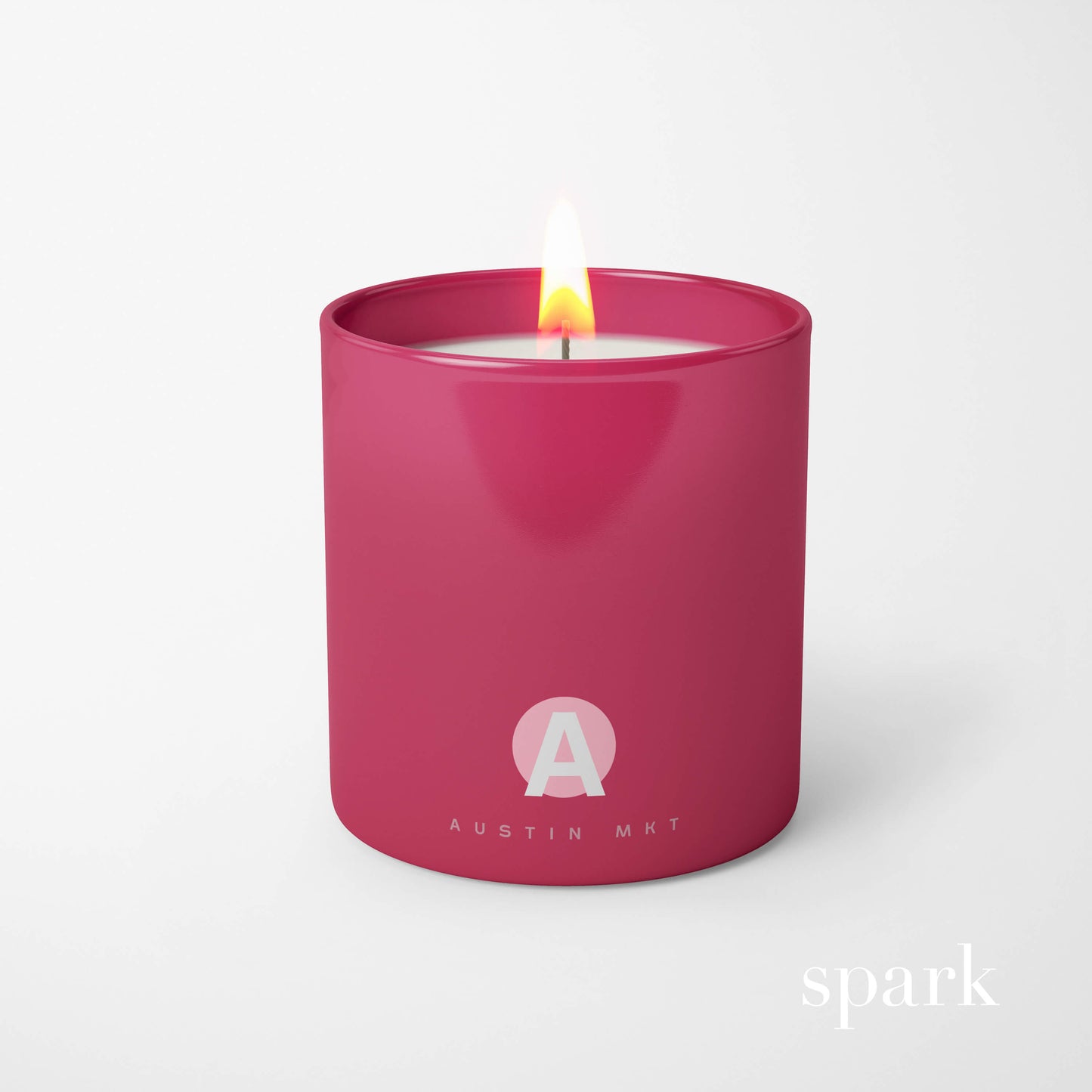 Branded 6oz Pantone-matched red candle designed for corporate gifting and retail programs