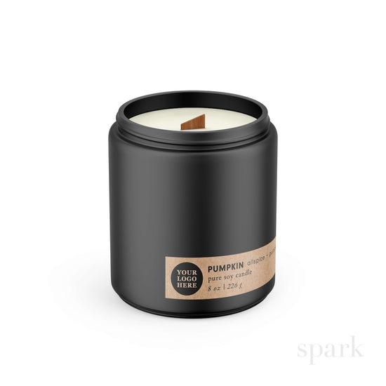 Luxurious Custom Candle Collection with 8oz Matte Black Glass Jars from Spark Candles