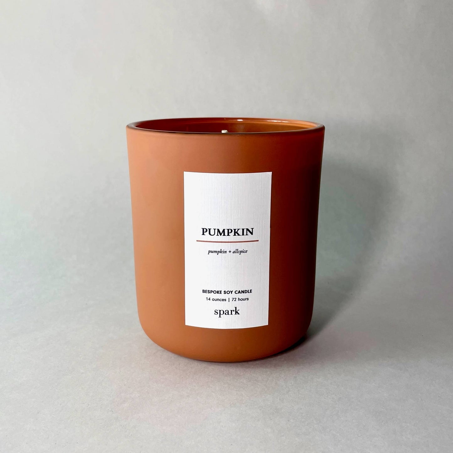 Spark Candles Custom Design Studio Pumpkin Scented Luxury Decor Soy Candle with Ripe Pumpkin, Nutmeg, Clove, Cinnamon and Black Pepper Notes