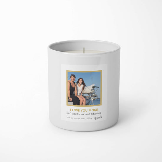 Custom Scented Birthday Photo Candle in 10oz Matte White Glass with Aromatherapy Scent